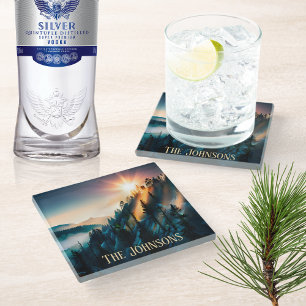 Mountain Sunset Signature  Glass Coaster