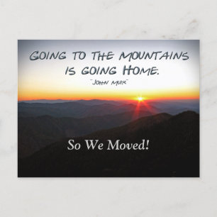 Mountain Sunset Star Shaped / Muir Address Chg Announcement Postcard