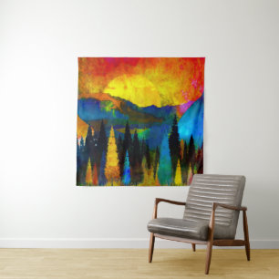 Mountain sunset tapestry