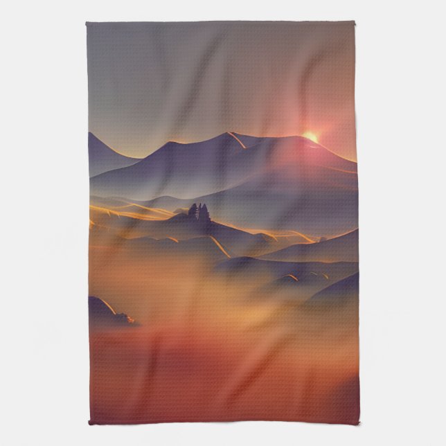 Mountain Sunset  Tea Towel (Vertical)