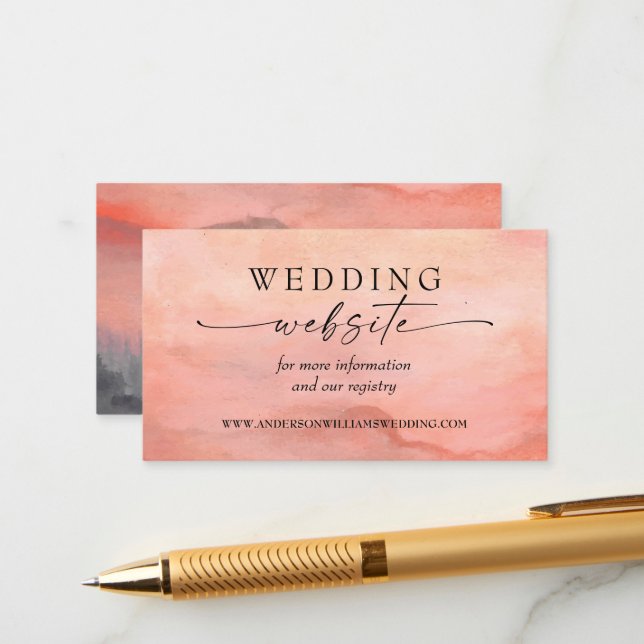 Mountain Sunset Wedding Website Rustic  Enclosure Card (Front/Back In Situ)