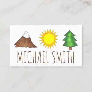 Mountain Sunshine Pine Tree Camping Woods Explorer Business Card