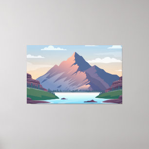 Mountain surrounded by a river canvas print