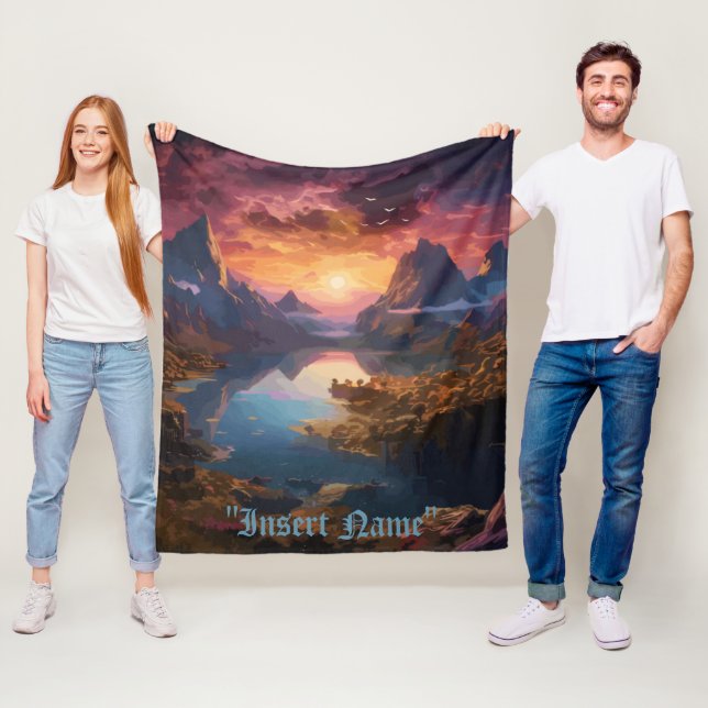 Mountain Symphony: A Harmonious Blend of Colors Fleece Blanket (In Situ)