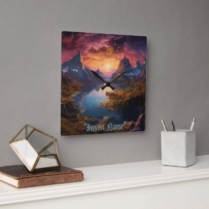 Mountain Symphony: A Harmonious Blend of Colors Square Wall Clock