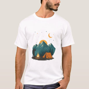 Mountain Tent Campfire Night Hiking tshirt