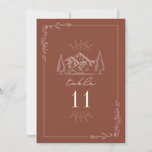 Mountain Terracotta Wedding Table Number