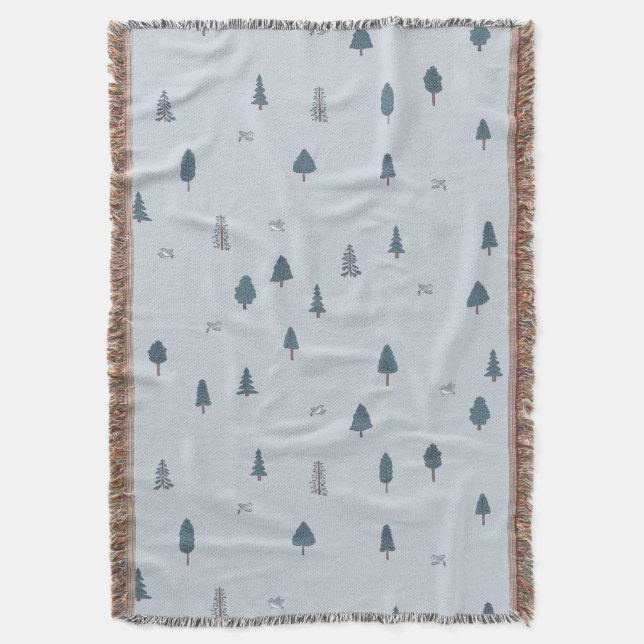 Mountain Theme Cabin Decor Boys Room Blue Nursery Throw Blanket (Front Vertical)