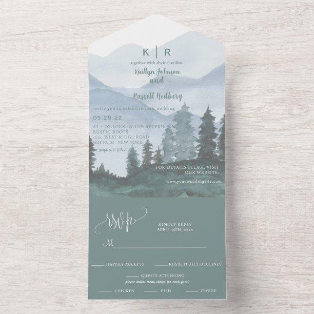 Mountain Theme Wedding Invitation (Inside)
