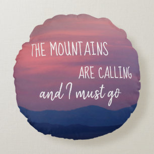 Mountain Themed Pillow with Sunset Background