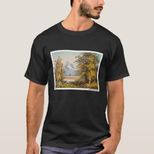 Mountain Through The Trees Nature Landscape Oil Pa T-Shirt