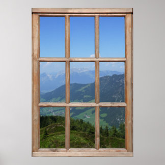 Mountain Top View from a Window Poster