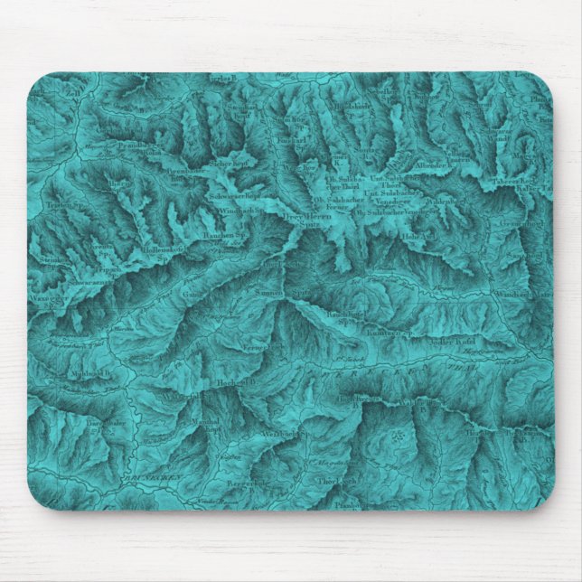 Mountain Topographic Map Blue  Mouse Mat (Front)