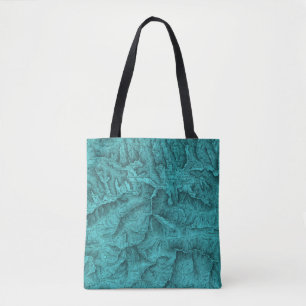 Mountain Topographic Map Blue Tote Bag