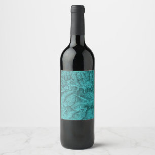 Mountain Topographic Map Blue Wine Label