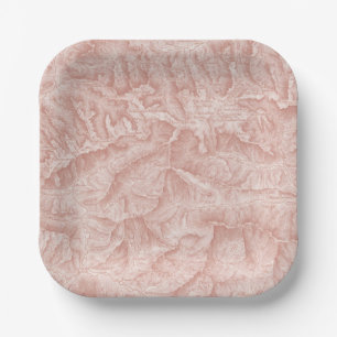 Mountain Topographic Map Paper Plate