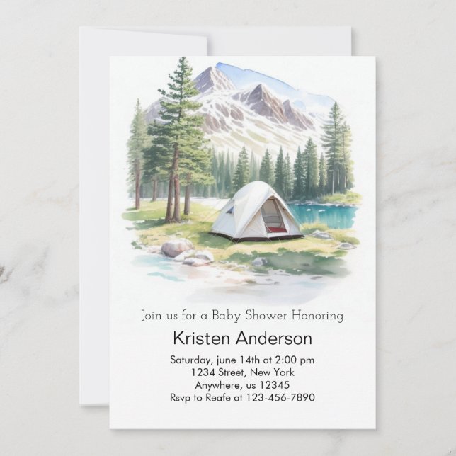 Mountain Trail Adventure Awaits Baby Shower Invitation (Front)
