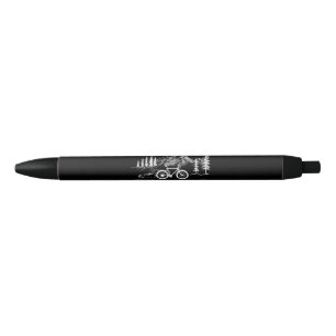 Mountain Trail Bikes - Cyclist Bike Rider Bicycle Black Ink Pen