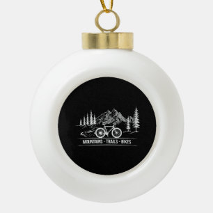 Mountain Trail Bikes - Cyclist Bike Rider Bicycle Ceramic Ball Christmas Ornament