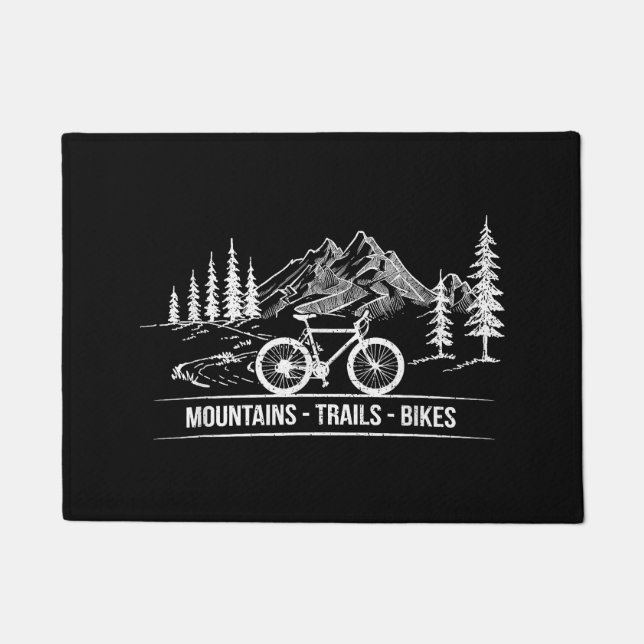 Mountain Trail Bikes - Cyclist Bike Rider Bicycle  Doormat (Front)