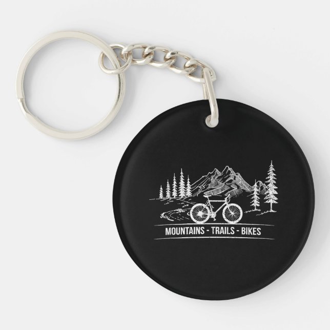 Mountain Trail Bikes - Cyclist Bike Rider Bicycle  Key Ring (Front)