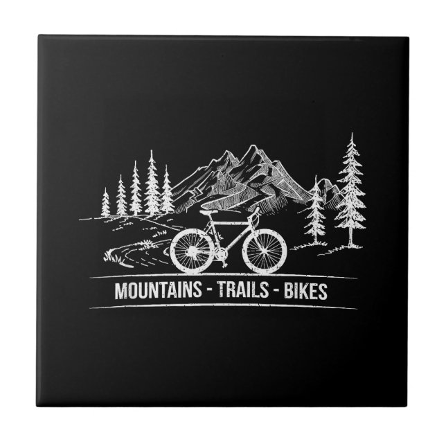 Mountain Trail Bikes - Cyclist Bike Rider Bicycle  Tile (Front)