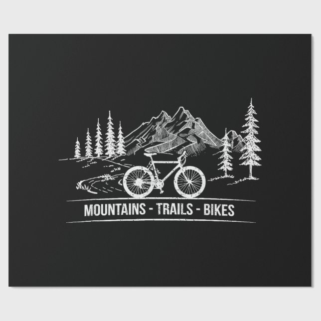 Mountain Trail Bikes - Cyclist Bike Rider Bicycle  Wrapping Paper (Flat)