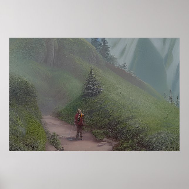 Mountain Trail - Colourful Painting Poster (Front)