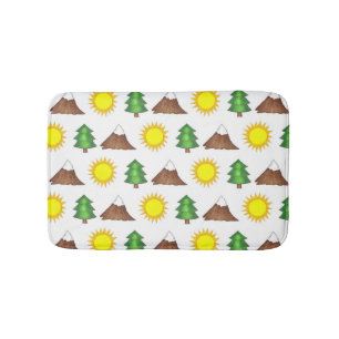Mountain Tree Sunshine Camping Campground Cabin Bath Mat