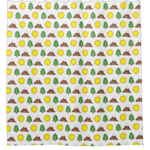 Mountain Tree Sunshine Camping Campground Woods Shower Curtain