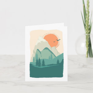 Mountain Trees Sunrise Thank You Card