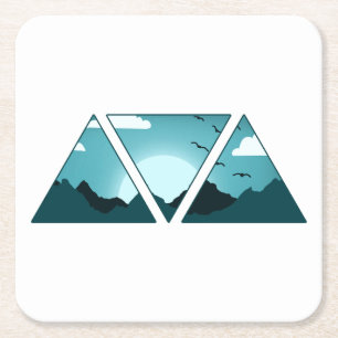 Mountain Triangles Square Paper Coaster