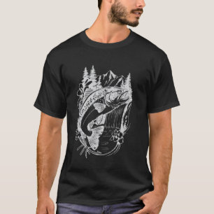 Mountain Trout Fishing Art, Nature Lovers Graphic, T-Shirt