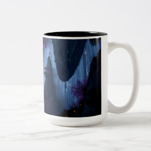 mountain valley at twilight Two-Tone coffee mug