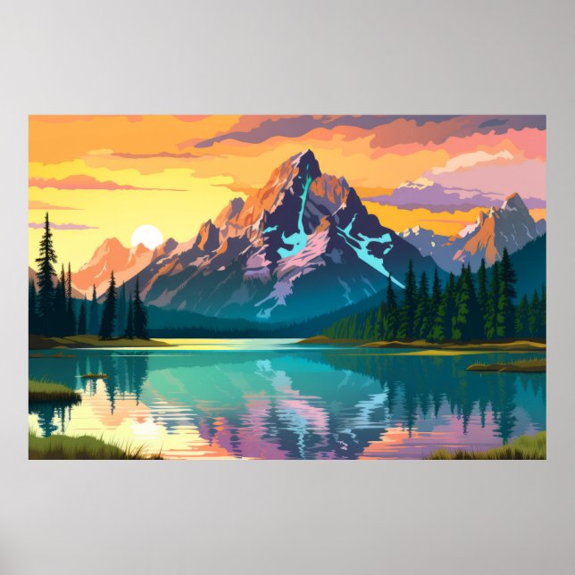 Mountain Valley River Landscape Nature Poster (Front)