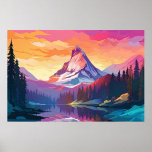 Mountain Valley River Landscape Nature Poster