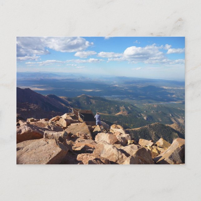 Mountain view at the top of Pikes Peak Postcard (Front)
