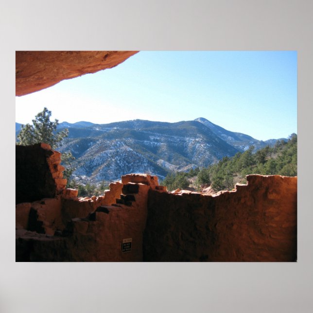 Mountain View from Manitou Springs Cliff Dwelling Poster (Front)