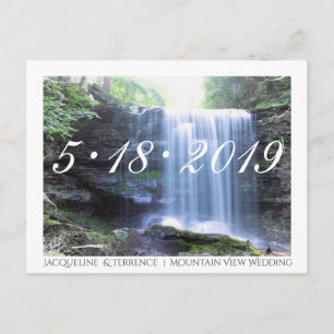 Mountain View Waterfall  Save the Date Announcement Postcard