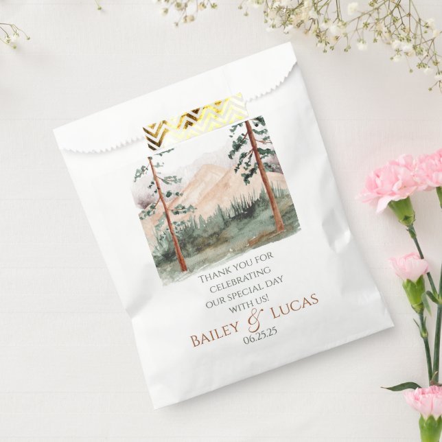 Mountain View Wedding Favour Bags w/date (Sealed)