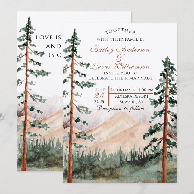 Mountain View Wedding Invitations (Front/Back)