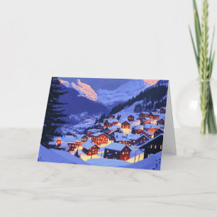 Mountain Village at Christmas Time Card
