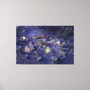 Mountain Village Christmas Canvas Print