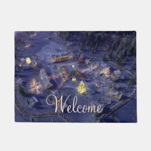 Mountain Village Christmas Doormat
