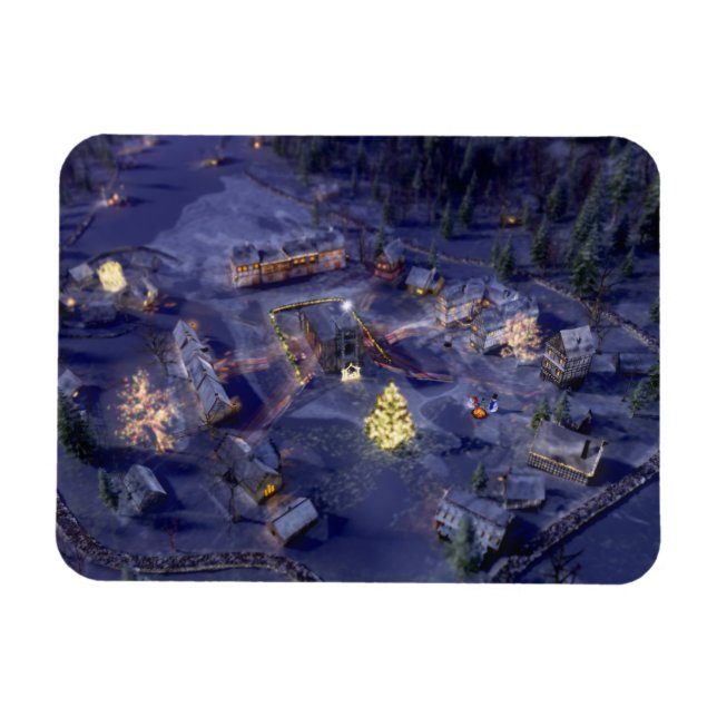 Mountain Village Christmas Flexible Magnet (Horizontal)