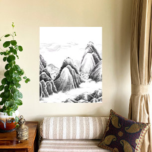 Mountain Village - Ink Poster