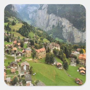 Mountain village, Jungfrau region Square Sticker
