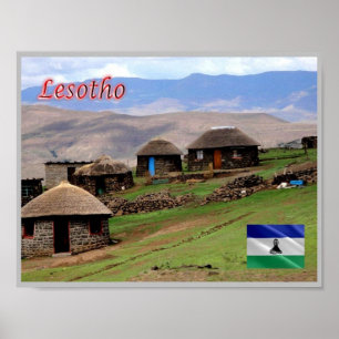 Mountain Village - Lesotho - Panorama - Poster
