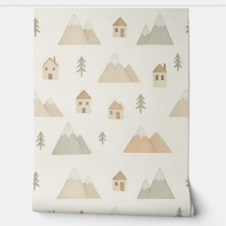 Mountain Village Nursery Wallpaper 