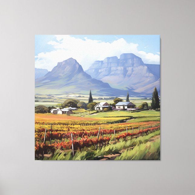 Mountain Vineyard Farmhouse Wall Art Canvas Print (Front)